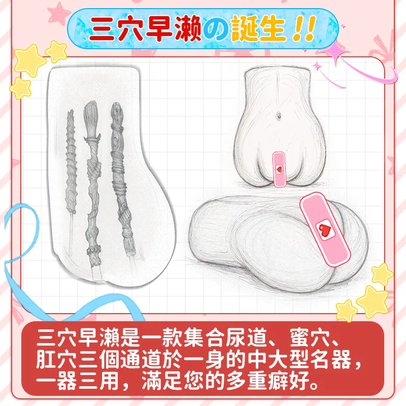 查看 奢姬 三穴早瀨三孔飛機杯 男性自慰器 1300克TPE仿真臀 三入口獨立紋理通道，圖片 7