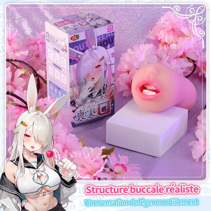 Voir Masturbateur Homme Bouche Réaliste TPE Doux Canal Oral Onahole, image 6