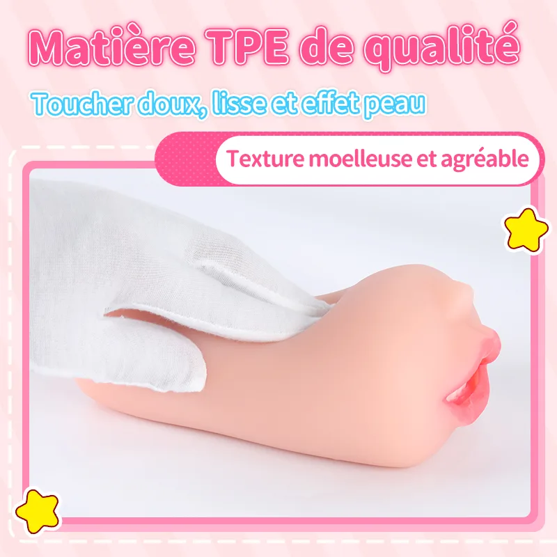 Voir Masturbateur Homme Bouche Réaliste TPE Doux Canal Oral Onahole, image 8