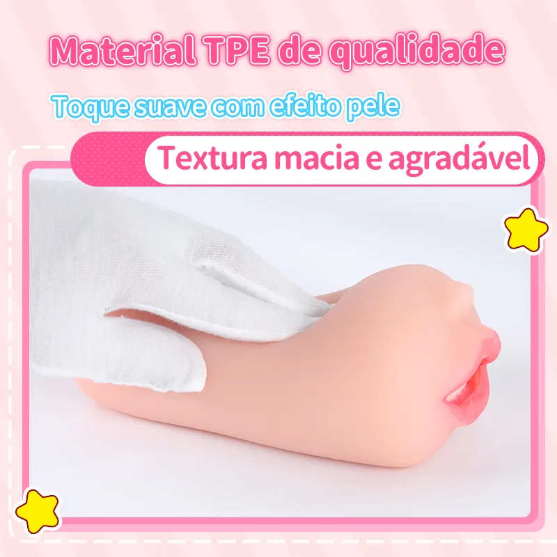Ver Masturbador Masculino Boca Realista TPE Macio Canal Oral Onahole, imagem 8
