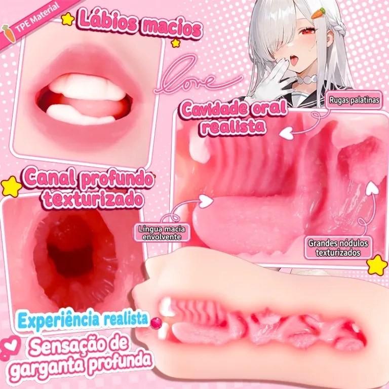 Masturbador Masculino Boca Realista TPE Macio Canal Oral Onahole product image 3