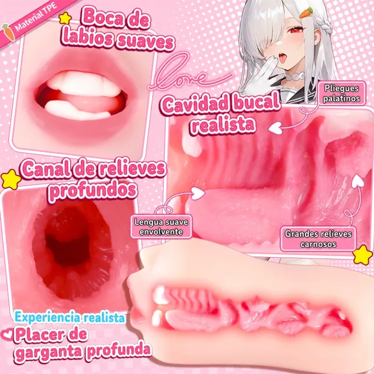 Masturbador Masculino Boca Realista TPE Suave Canal Oral Onahole product image 3