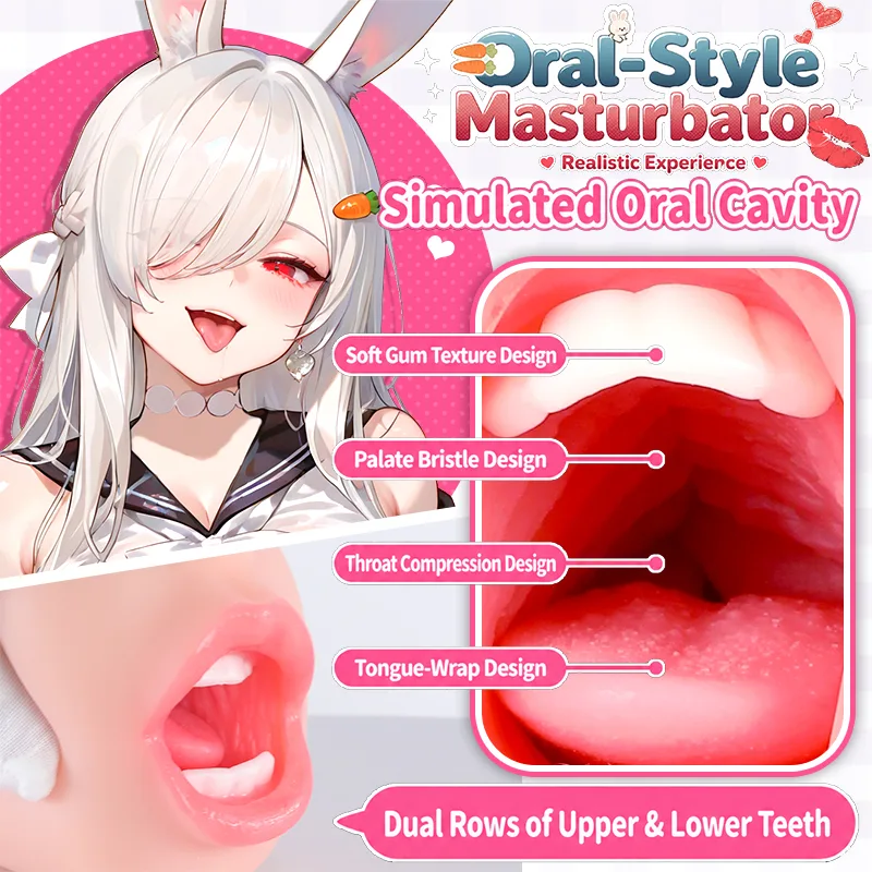 View Realistic Mouth Male Masturbator Soft TPE Oral Channel Onahole Pocket Pussy, image 3