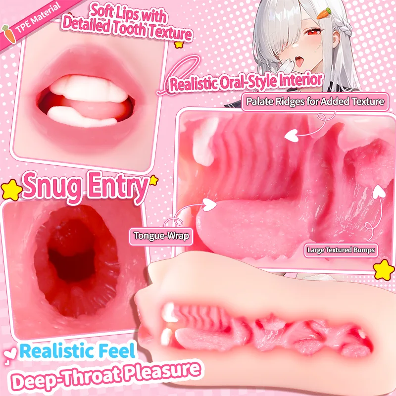 View Realistic Mouth Male Masturbator Soft TPE Oral Channel Onahole Pocket Pussy, image 4