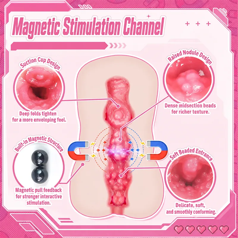 Magnetic Ghost Anime Pocket Pussy Male Masturbator Soft TPE Artificial Vagina Onahole Magnetic Clamp Canal 이미지 4 보기