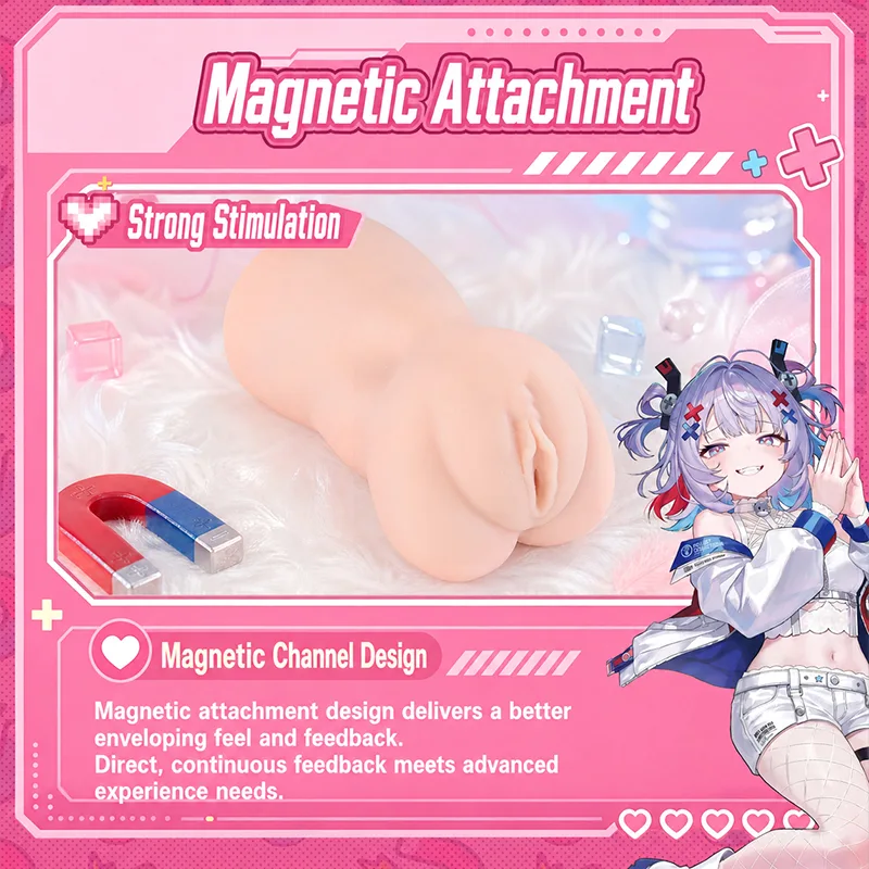 Magnetic Ghost Anime Pocket Pussy Male Masturbator Soft TPE Artificial Vagina Onahole Magnetic Clamp Canal 이미지 3 보기
