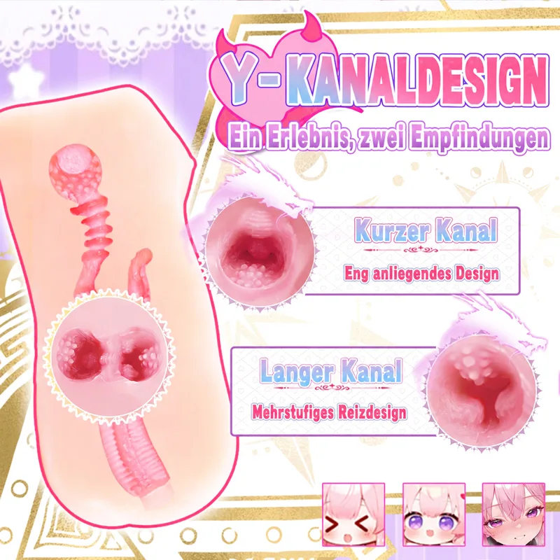 Twin-Womb Dragon Girl Männer Masturbator Doppelkanal Weiches TPE Künstliche Vagina Onahole 90 mm 125 mm, Bild 3 anzeigen