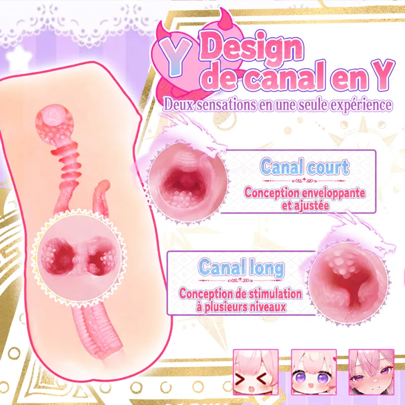 Voir Twin-Womb Dragon Girl Masturbateur Homme Double Canal TPE Souple Vagin Artificiel Onahole 90 mm 125 mm, image 3
