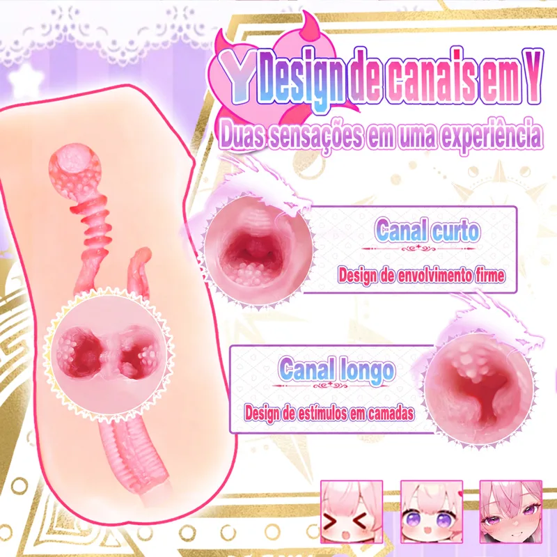 Ver Twin-Womb Dragon Girl Masturbador Masculino Canal Duplo TPE Macio Vagina Artificial Onahole 90 mm 125 mm, imagem 3