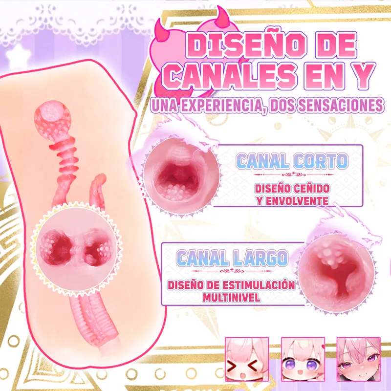 Ver Twin-Womb Dragon Girl Masturbador Masculino Doble Canal TPE Suave Vagina Artificial Onahole 90 mm 125 mm, imagen 3