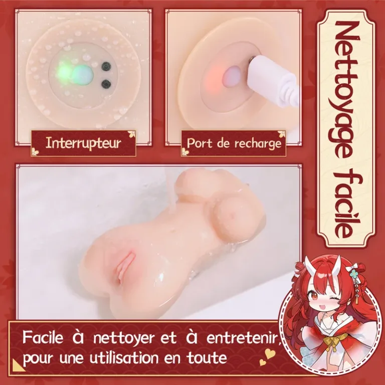 Hot Hot Chan beheizbarer vibrierender Masturbator für Männer, weicher TPE-Torso, künstliche Vagina, 8 Modi, 14-cm-Texturkanal product image 4