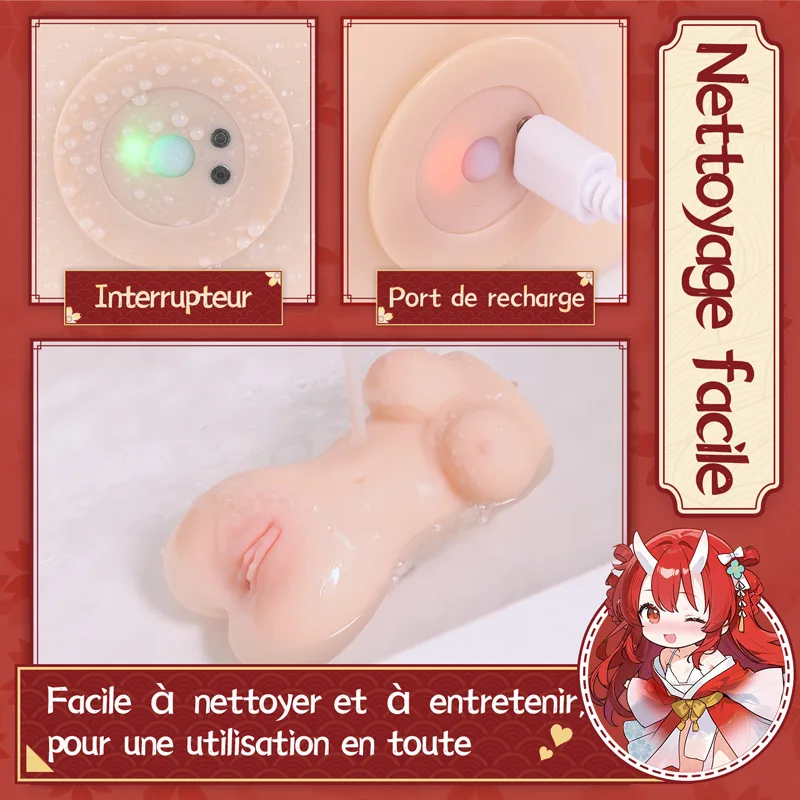 Hot Hot Chan beheizbarer vibrierender Masturbator für Männer, weicher TPE-Torso, künstliche Vagina, 8 Modi, 14-cm-Texturkanal, Bild 4 anzeigen