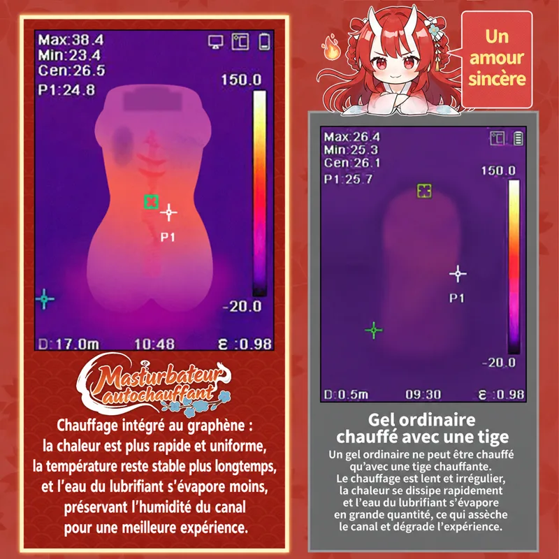 Voir Hot Hot Chan Masturbateur Homme Chauffant et Vibrant Torse TPE Souple Vagin Artificiel 8 Modes Canal Texturé 14 cm, image 6