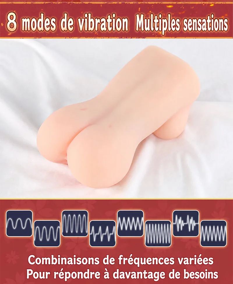 Hot Hot Chan Masturbateur Homme Chauffant et Vibrant Torse TPE Souple Vagin Artificiel 8 Modes Canal Texturé 14 cm - detail image 10