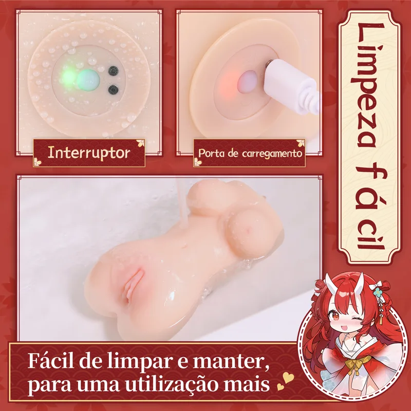 Ver Hot Hot Chan Masturbador Masculino Aquecido e Vibratório Torso em TPE Macio Vagina Artificial 8 Modos Canal de 14 cm, imagem 4
