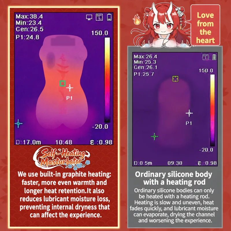 Visualizza Hot Hot Chan Heated Vibrating Male Masturbator Soft TPE Pocket Pussy Onahole Artificial Vagina 8 Modes 14 cm Textured Channel, immagine 6