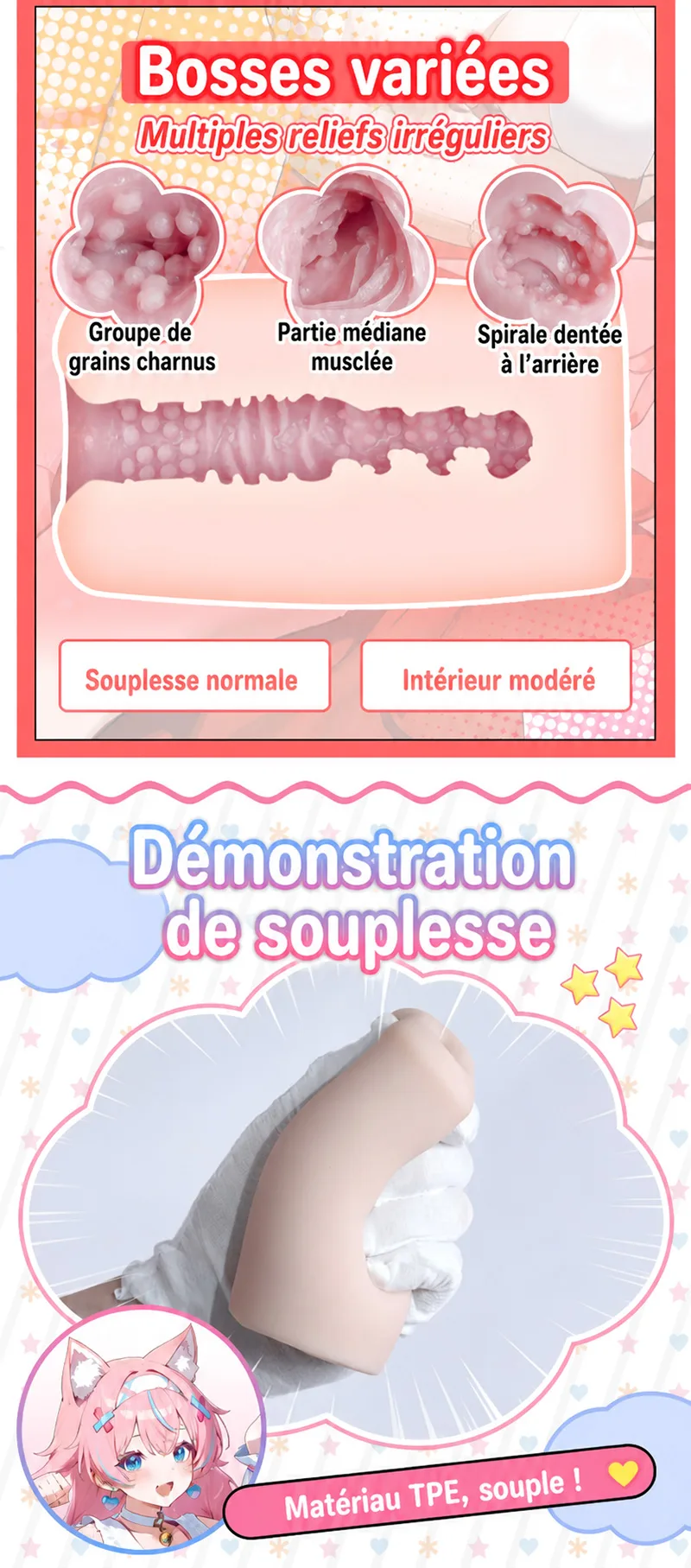 SHEJI Vitality Can Girl Masturbateur Homme, Vaginette TPE avec Trois Types de Canal - detail image 07