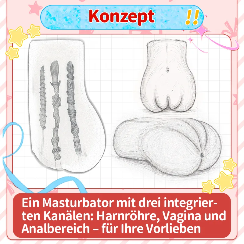 SHEJI Hayase mit drei Öffnungen Herren-Masturbator, 1300-g-TPE-Po mit 3 strukturierten Kanälen, Bild 7 anzeigen