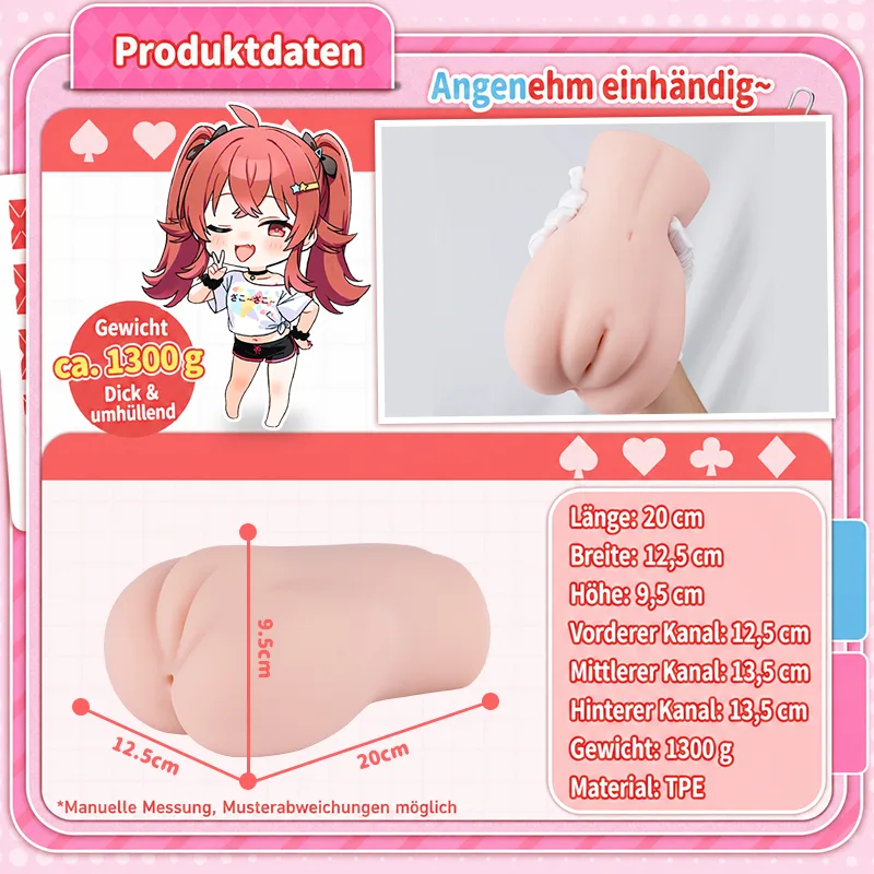 SHEJI Hayase mit drei Öffnungen Herren-Masturbator, 1300-g-TPE-Po mit 3 strukturierten Kanälen, Bild 6 anzeigen