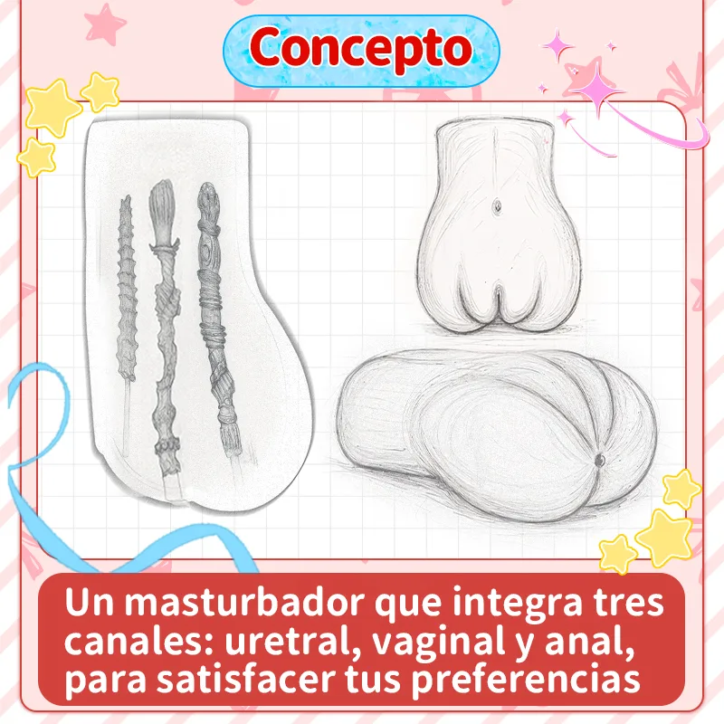 Ver SHEJI Hayase de Tres Entradas Masturbador Masculino de 3 Orificios, Trasero TPE de 1300 g con 3 Canales, imagen 7