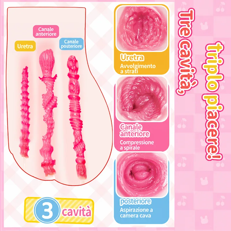Visualizza SHEJI Hayase a Tre Ingressi Masturbatore Uomo 3 Fori, Sedere TPE da 1300 g con 3 Canali Testurizzati, immagine 3
