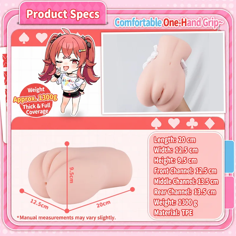 SHEJI Three-Entry Hayase Triple Hole Male Masturbator, 1300 g TPE Pocket Pussy with 3 Textured Channels, Bild 6 anzeigen
