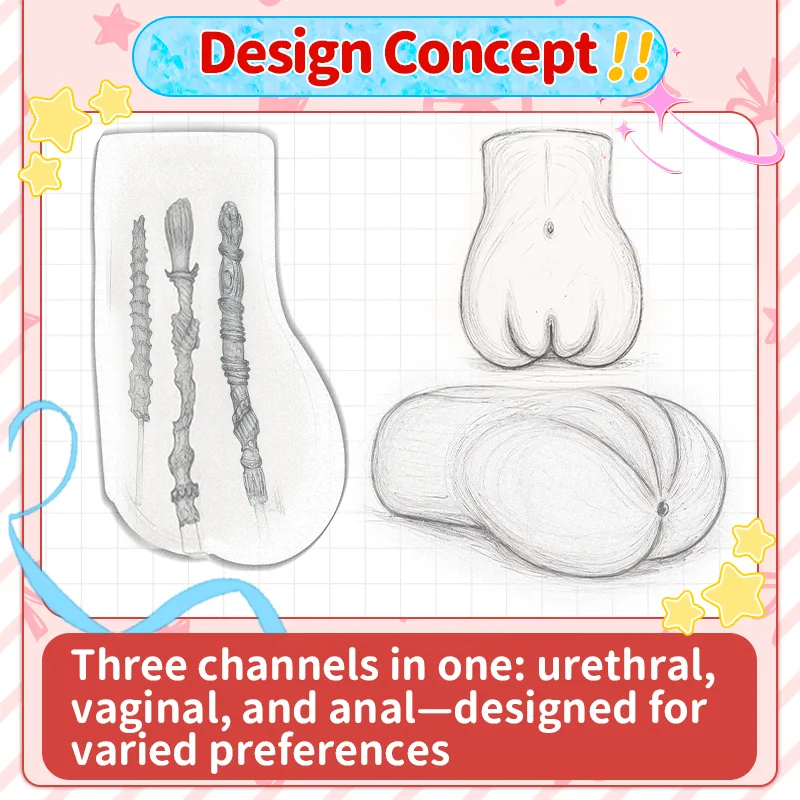 SHEJI Three-Entry Hayase Triple Hole Male Masturbator, 1300 g TPE Pocket Pussy with 3 Textured Channels, Bild 7 anzeigen