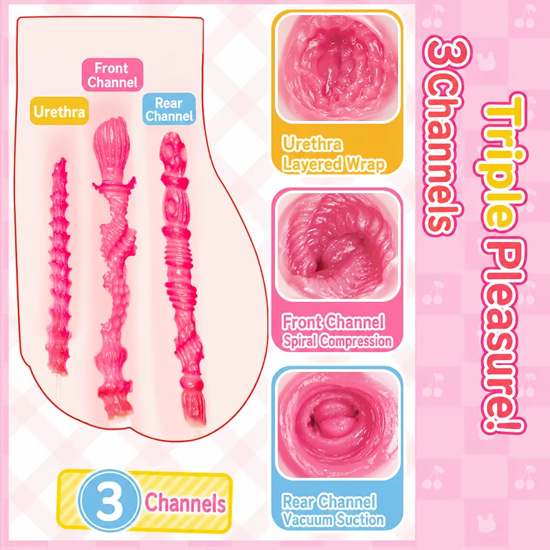 SHEJI Three-Entry Hayase Triple Hole Male Masturbator, 1300 g TPE Pocket Pussy with 3 Textured Channels, Bild 3 anzeigen