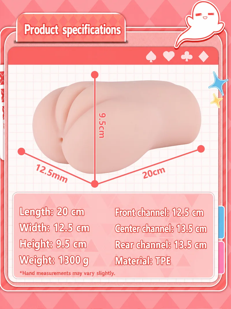 SHEJI Three-Entry Hayase Triple Hole Male Masturbator, 1300 g TPE Pocket Pussy with 3 Textured Channels - detail image 07